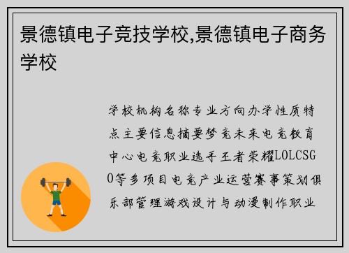 景德镇电子竞技学校,景德镇电子商务学校